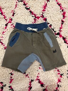 Munster Olive Green Shorts with Navy Waistband and Light Blue Panels